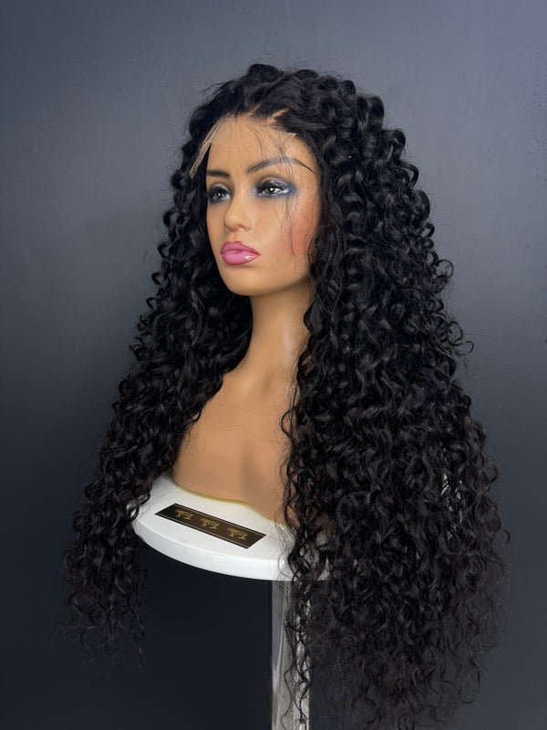 Nature Black Top Virgin Hair Wig Water Wave Hair Custom Wig 5*5 HD Lace 180% Density Wig