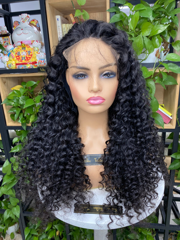 Nature Black Top Virgin Hair Wig Deep Wave Hair Custom Wig 5*5 HD Lace 180% Density Wig